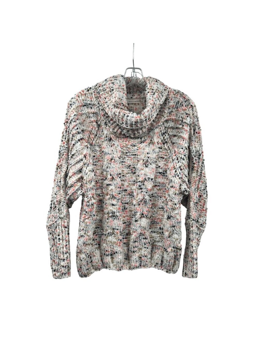 Moon & Madison Cable Knit Sweater Cowl Neck Speckled Multicolor Size Medium